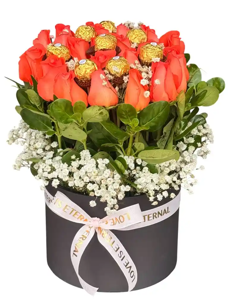 Caja De Rosas Salmón Chocolates