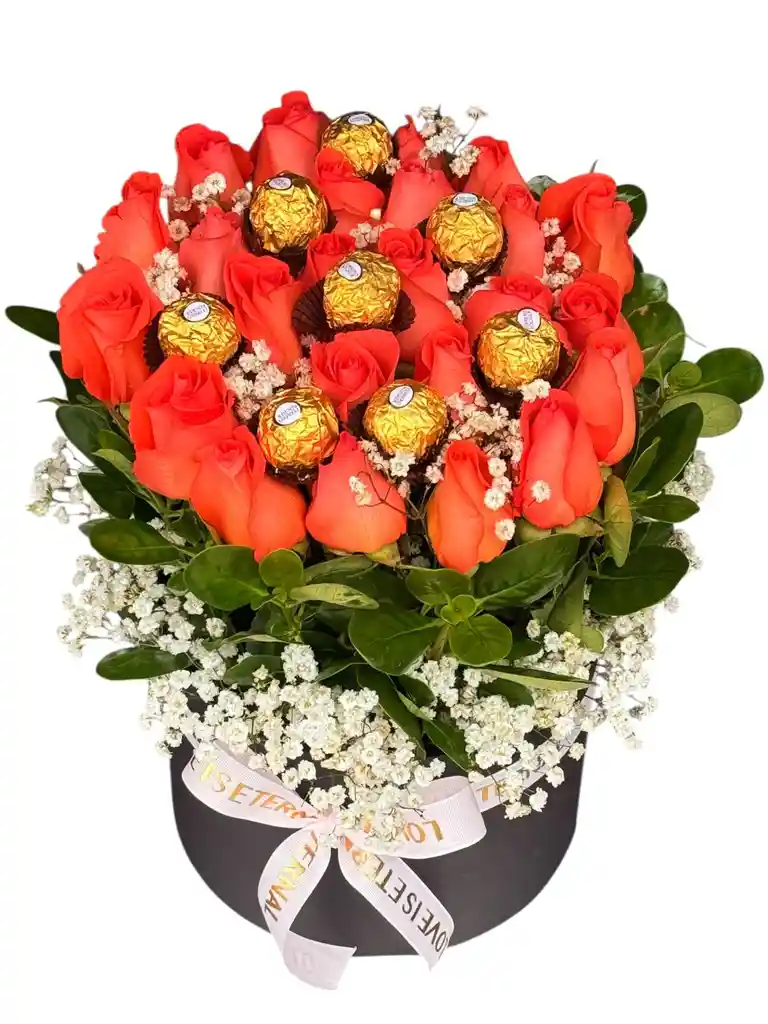 Caja De Rosas Salmón Chocolates