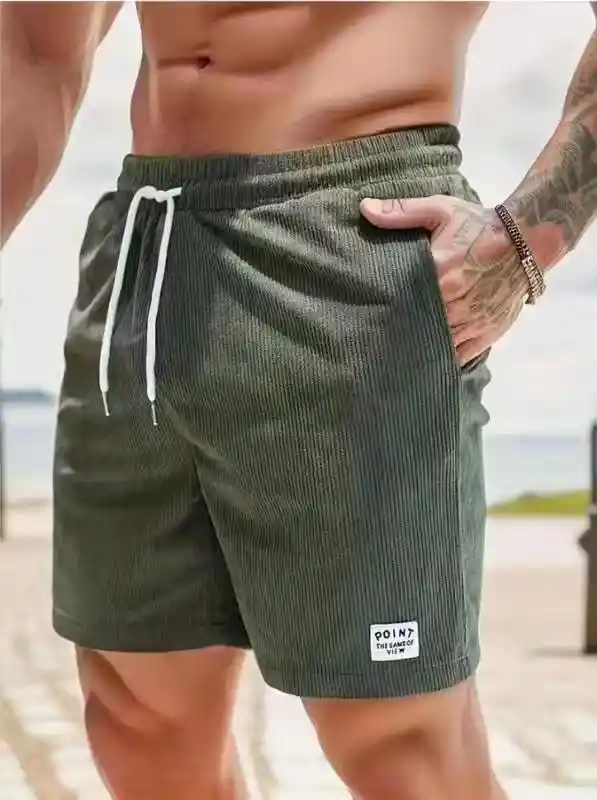 Shorts Casuales De Corduroy Para Hombres, Versátiles A La Rodilla