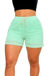 Short Con Cintura Elástica De Amarre Con Cordón ,en Ojalillo,encaje Con Short Interno El Dibujo Del Encaje Puede Variar De Posición Y Forma