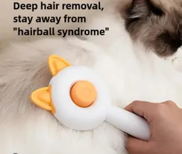 Cepillo Peine Con Boton De Limpieza Cara De Gato