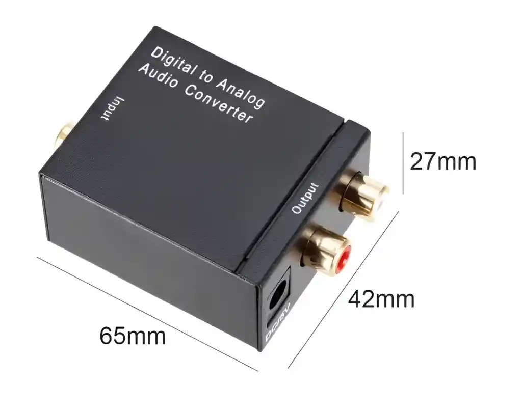 Caja Convertidor De Audio Optico A Rca Analogico + Adaptador + Cable