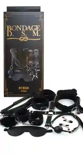 Kit Sado 10 Piezas Bdsm Sadomasoquismo Bondage Humillación Juego En Pareja Black