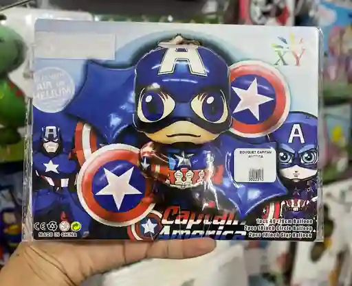 Bouquet De Globos Del Capitan America X 5 Unid