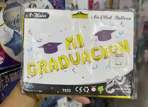 Letrero Inflable "mi Graduacion" Dorado De 16"