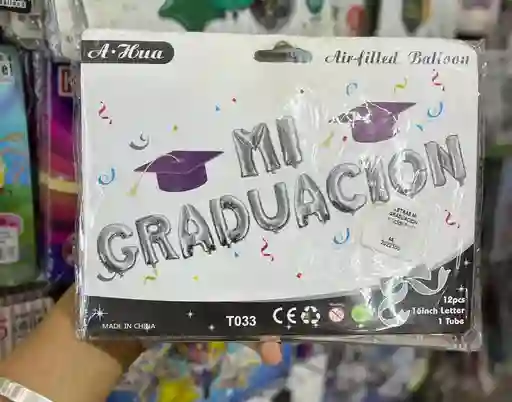 Letrero Inflable "mi Graduacion" Plata De 16"
