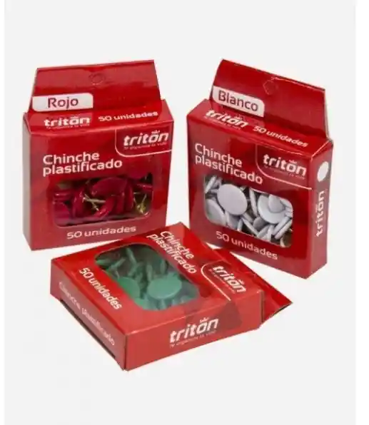 Chinche Triton Plastificado Colores Surtidos X50 Und