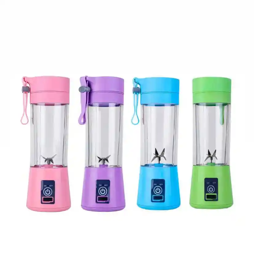 Combo Set De Botellas Termo Bicolor + Mini Vaso Licuadora Procesadora Portatil Usb Recargable