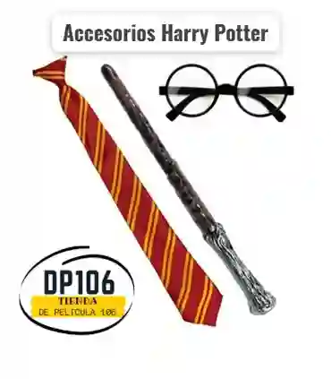 Harry Potter Accesorios Gafas Varita Y Corbata Gryffindor