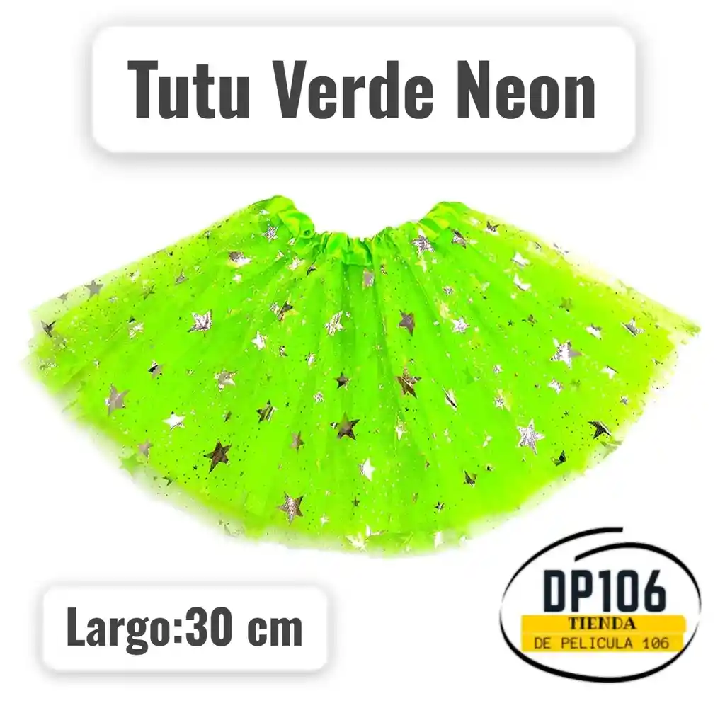 Tutu Verde Neon 30 Cm Falda Para Niñas
