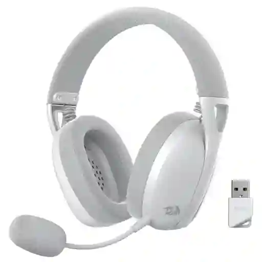 Diadema Gamer Inalámbrica Redragon Ire Pro H848 Gris Blanca