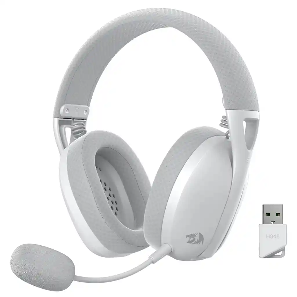 Diadema Gamer Inalámbrica Redragon Ire Pro H848 Gris Blanca