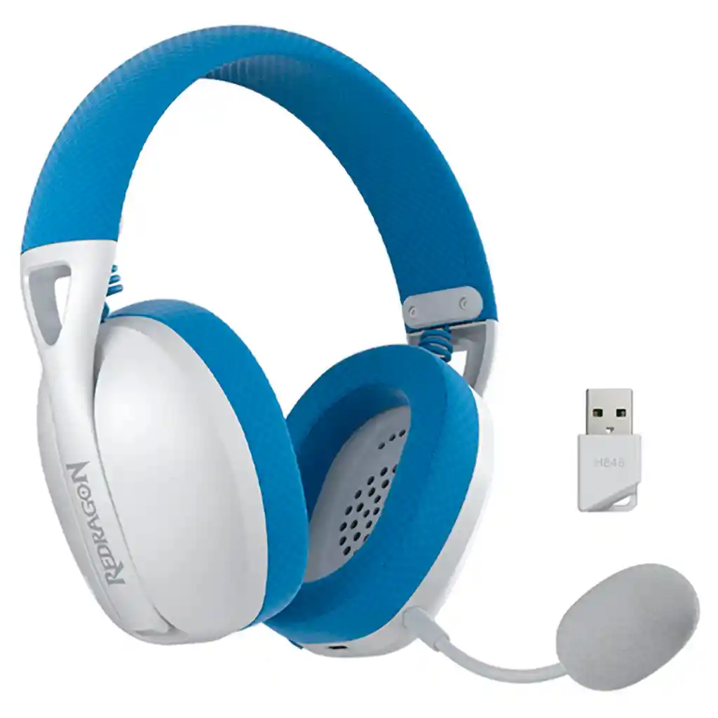 Diadema Gamer Inalámbrica Redragon Ire Pro H848 Azul Blanca