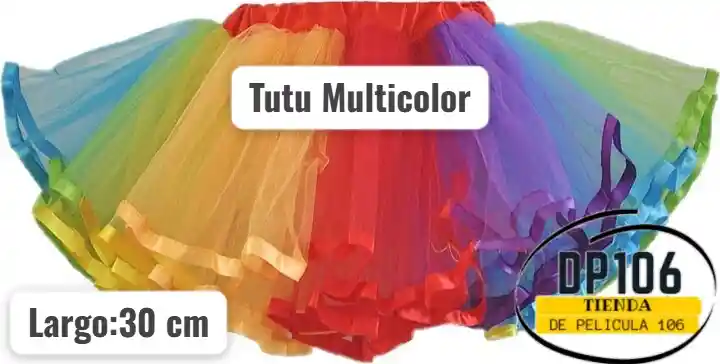 Tutu Multicolor 30 Cm Falda Para Niñas