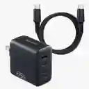 Adata Cargador 65w Negro - 2 Puertos Usb Tipo C - 1 Puerto Usb Tipo A + Cable De 2 Metros Tipo C