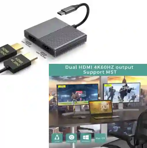 Adaptador De Video Lj-58: Conecta 2 Monitores