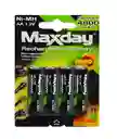 Pila Bateria Recargable Aa X4 Und 4800mah 1.2v Ni-mh Maxday
