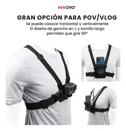 Arnés Soporte Pecho Para Gopro Celular Universal Ajustable Compatible Gopro Dji Insta360 Smartphone