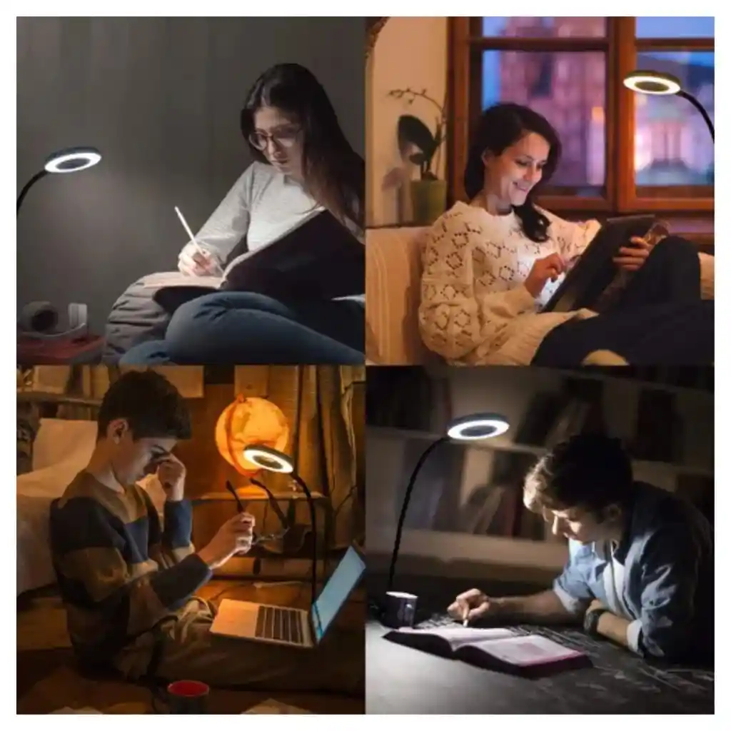 Lámpara De Lectura Con Pinza Estructura Blanca