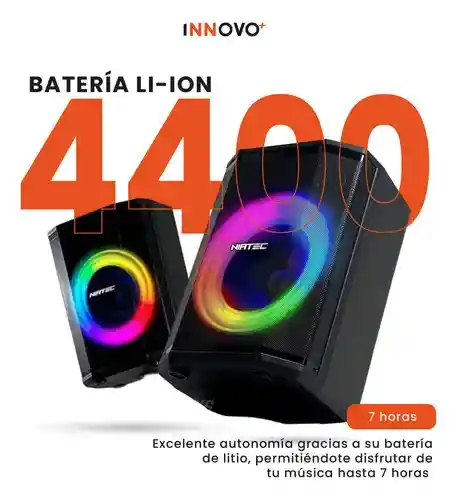 Parlante Bluetooth Portátil Recargable 30w Niatec 8 Rgb Tws Micrófono Control Remoto