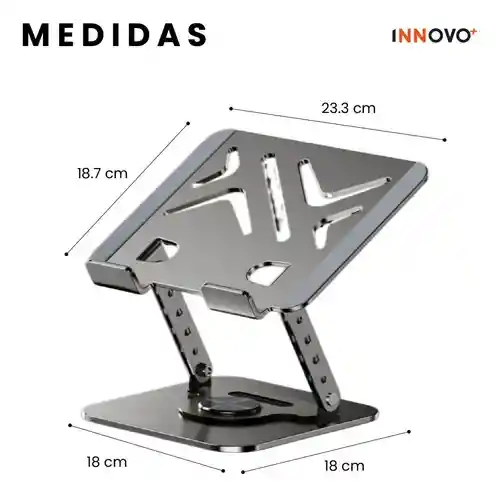Soporte Portátil Laptop Hasta 20 Pulgadas Giratorio 360° Aluminio Ajuste Altura Ergonómico Innovo