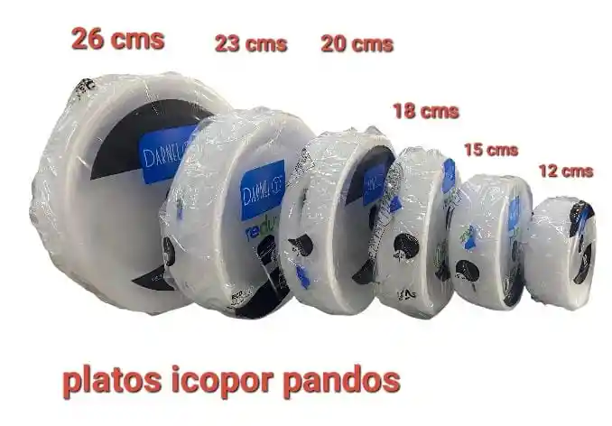 Plato 26cms Icopor Pando Desechable