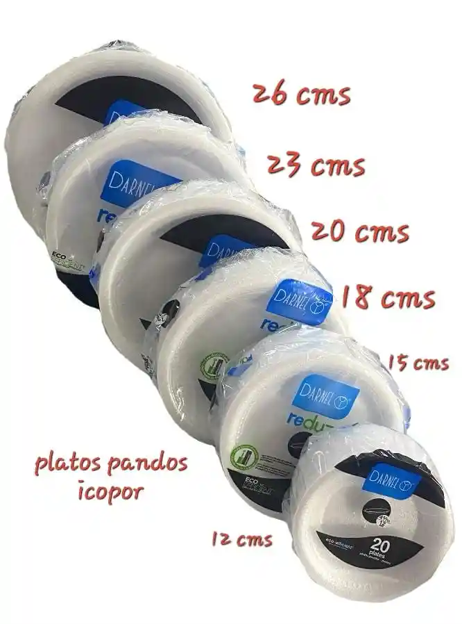 Plato 26cms Icopor Pando Desechable
