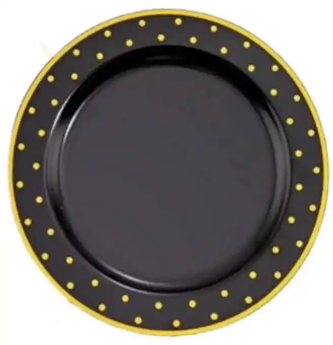 Set Platos Negro Con Puntos Dorados, Platos Elegantes, Platos De Lujo