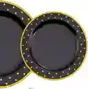 Set Platos Negro Con Puntos Dorados, Platos Elegantes, Platos De Lujo