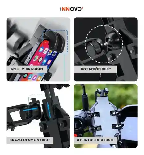 Soporte Celular Moto Bicicleta Anti Vibración 360° Ajustable Universal Manillar Resistente