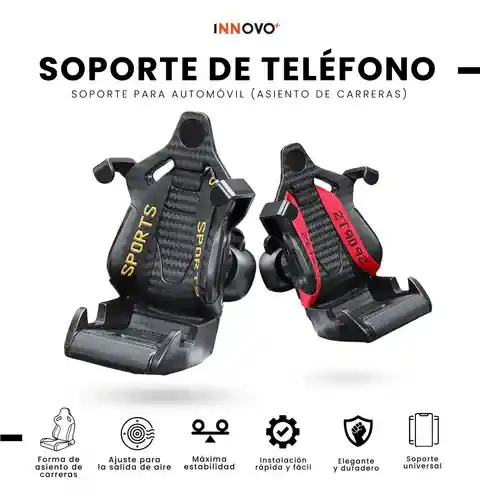 Soporte Holder Celular Carro Tipo Asiento Deportivo Giratorio 360° Ajuste Rejilla De Aire