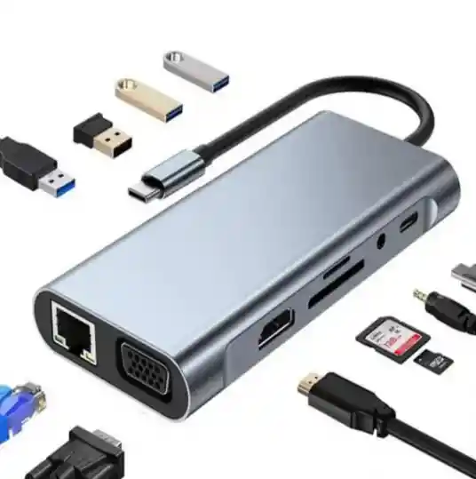 Adaptador Otg Usb/hd: Puertos Rj45, Sd, Microsd Y Audio