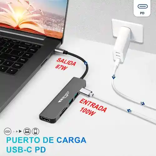 Hub Adaptador Multipuerto Usb C 6 En 1 Para Mac Macbook Windows Marca Agc Tecnologia V1