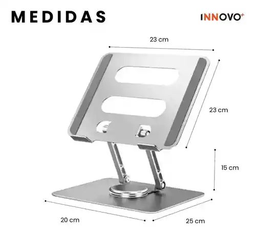 Soporte Giratorio 360° Portátil Laptop Tablet Aluminio Altura Ajustable Ergonómico Y Plegable