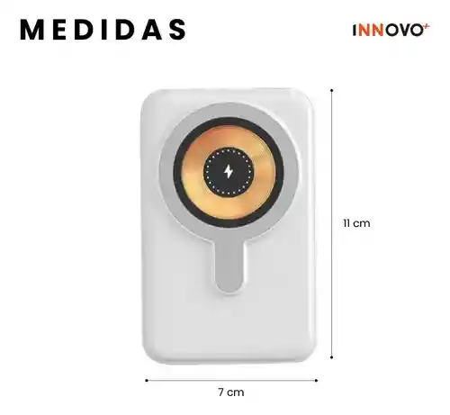 Power Bank Inalámbrico Magnético 7.000 Mah Carga Rápida 4 Cables Integrados Y Soporte 22.5w