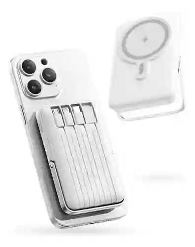 Power Bank Inalámbrico Magnético 7.000 Mah Carga Rápida 4 Cables Integrados Y Soporte 22.5w