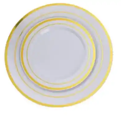 Set Platos Borde Dorado X12 Unds (6 Platos Grandes Y 6 Platos Pequeños), Platos Elegantes, De Lujo