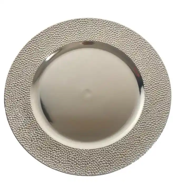 Plato Base 33 Cms Plateado Liso, Platos De Carga