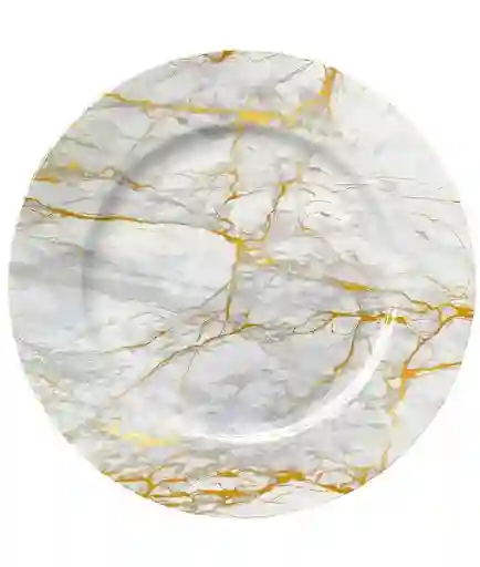 Plato Base 33 Cms Blanco Mármol, Plato De Carga, Platos Elegantes, Plato De Lujo