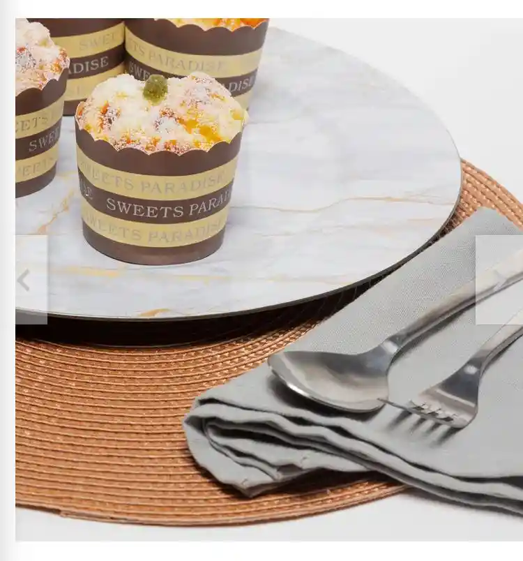 Plato Base 33 Cms Blanco Mármol, Plato De Carga, Platos Elegantes, Plato De Lujo