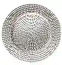 Plato Base 33 Cms Plateada Martillada, Plato De Carga