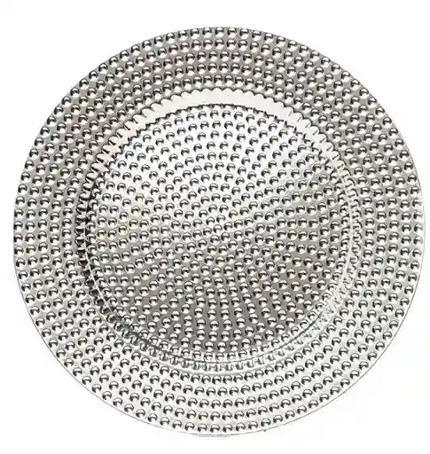 Plato Base 33 Cms Plateada Martillada, Plato De Carga