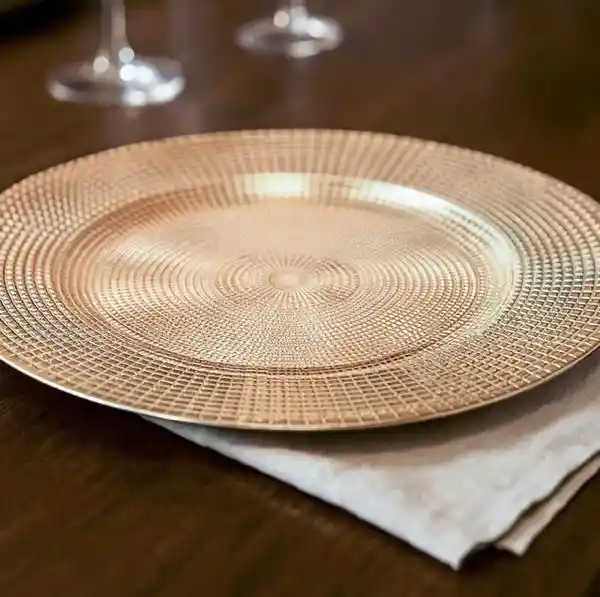 Plato Base 33 Cms Trenza, Bandeja De Carga, Plato Elegante, Plato De Lujo