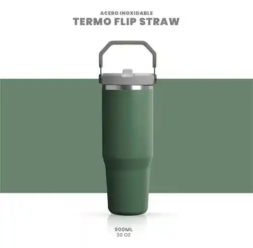 Termo Acero Inoxidable 900ml Flip Straw Antiderrames