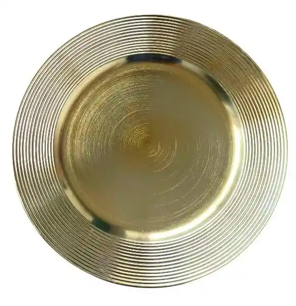Plato Base 33 Cms Dorado Circulos,platos De Carga, Platos De Lujo, Elegantes