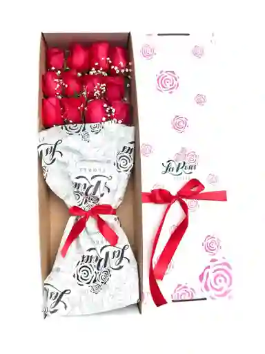 Flores De Rosas Rojas En Estuche 12 Unidades