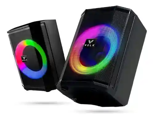 Parlante Bluetooth Volk 8 Rgb Con Micrófono Tws Recargable Control Remoto 8000w Pmpo