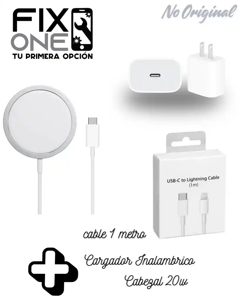 Cargador Inalambrico + Cabezal+ Cable 1 M
