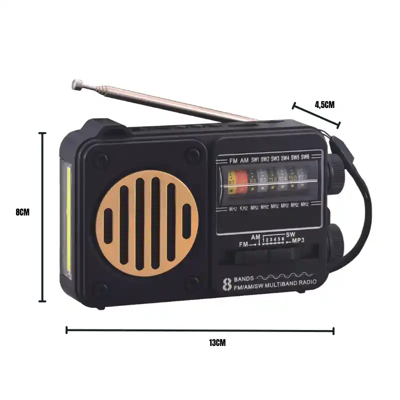 Radio Portátil Cmik Mk-154bt Bluetooth 3 Bandas Con Linterna Led Y Usb