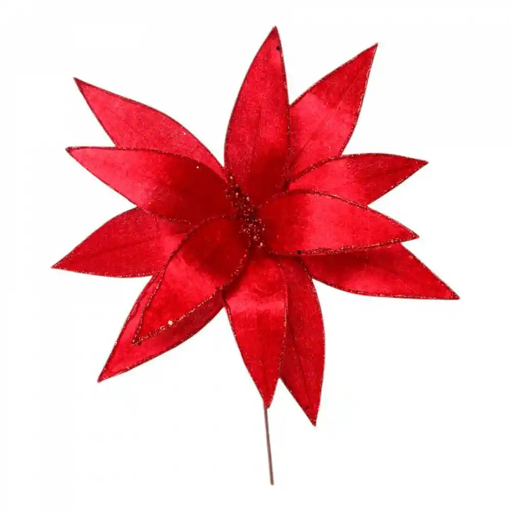 Flor Santini Poinsettia 30cm Rojo Poliester